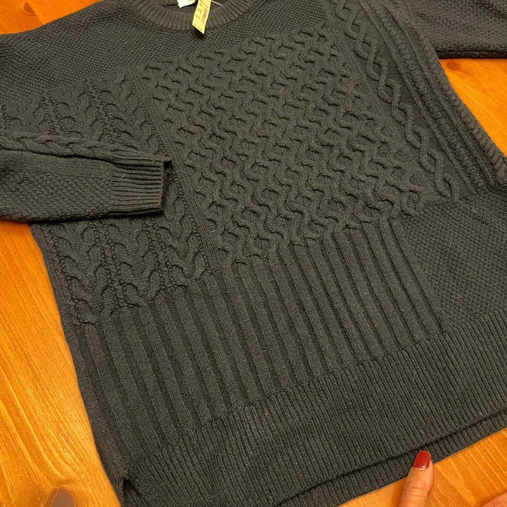 Madewell navy Pat work cable knit wool tunic sweater sz XS (runs big)